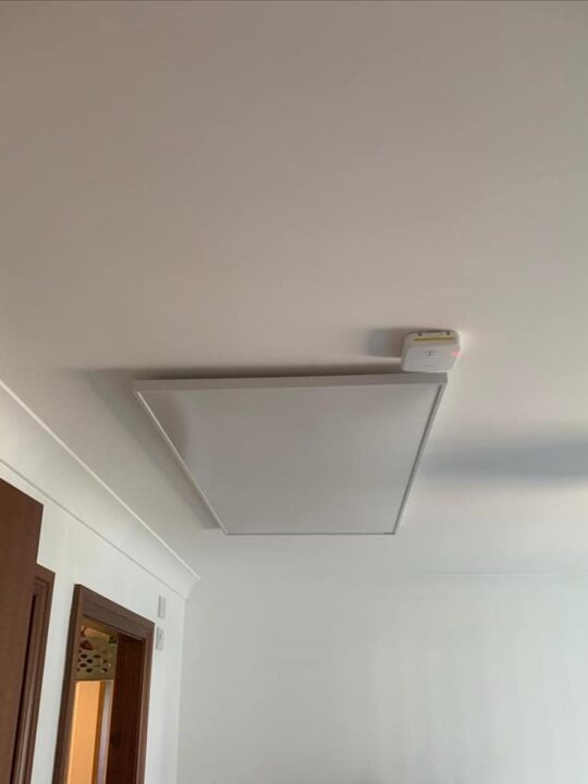 infrared heating panel installed on the ceiling