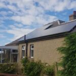 Ground-mounted solar rows in field