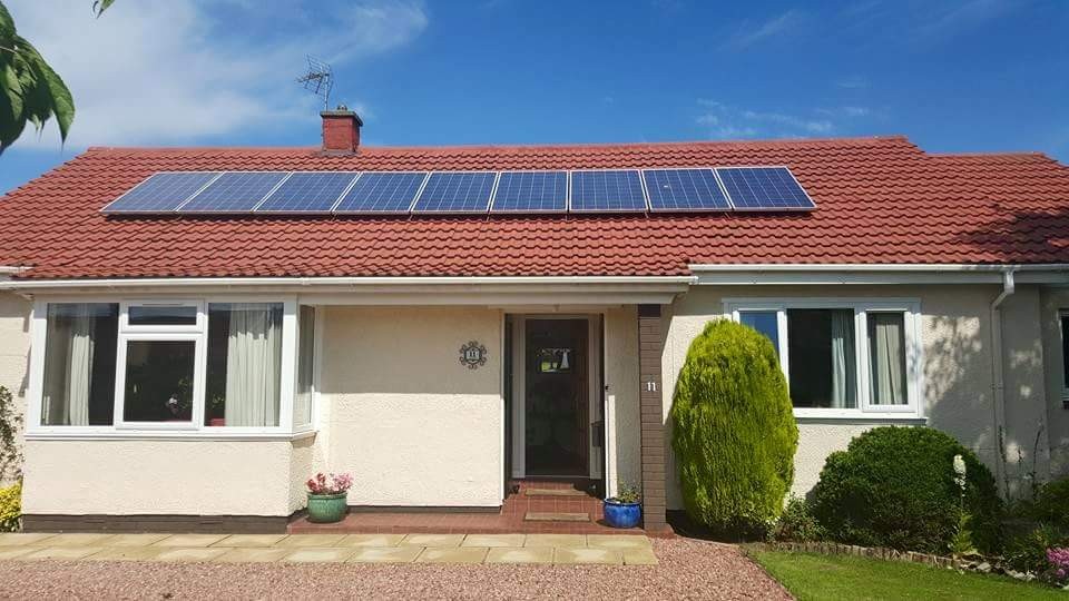 Solar PV panels that are installed on a front roof of the house