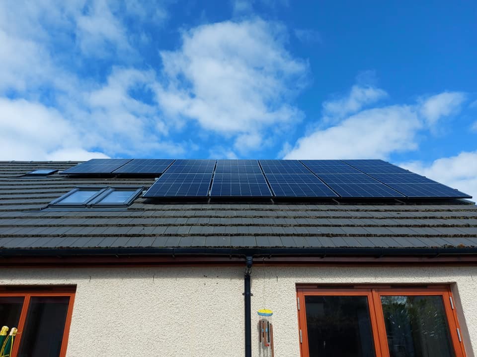 Solar Panels installed on a roof of a domestic house
