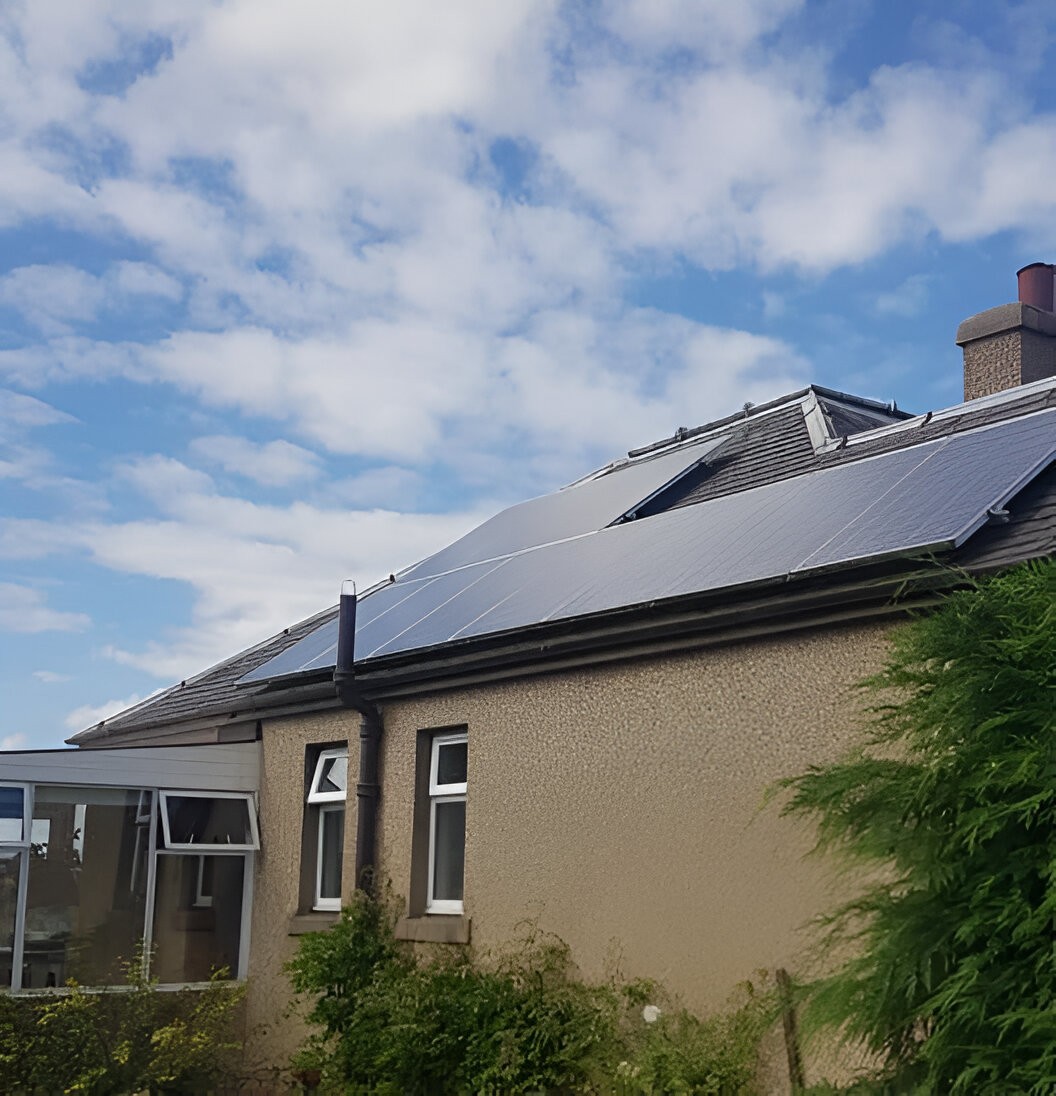 Solar Panels installed on a roof of a residential house