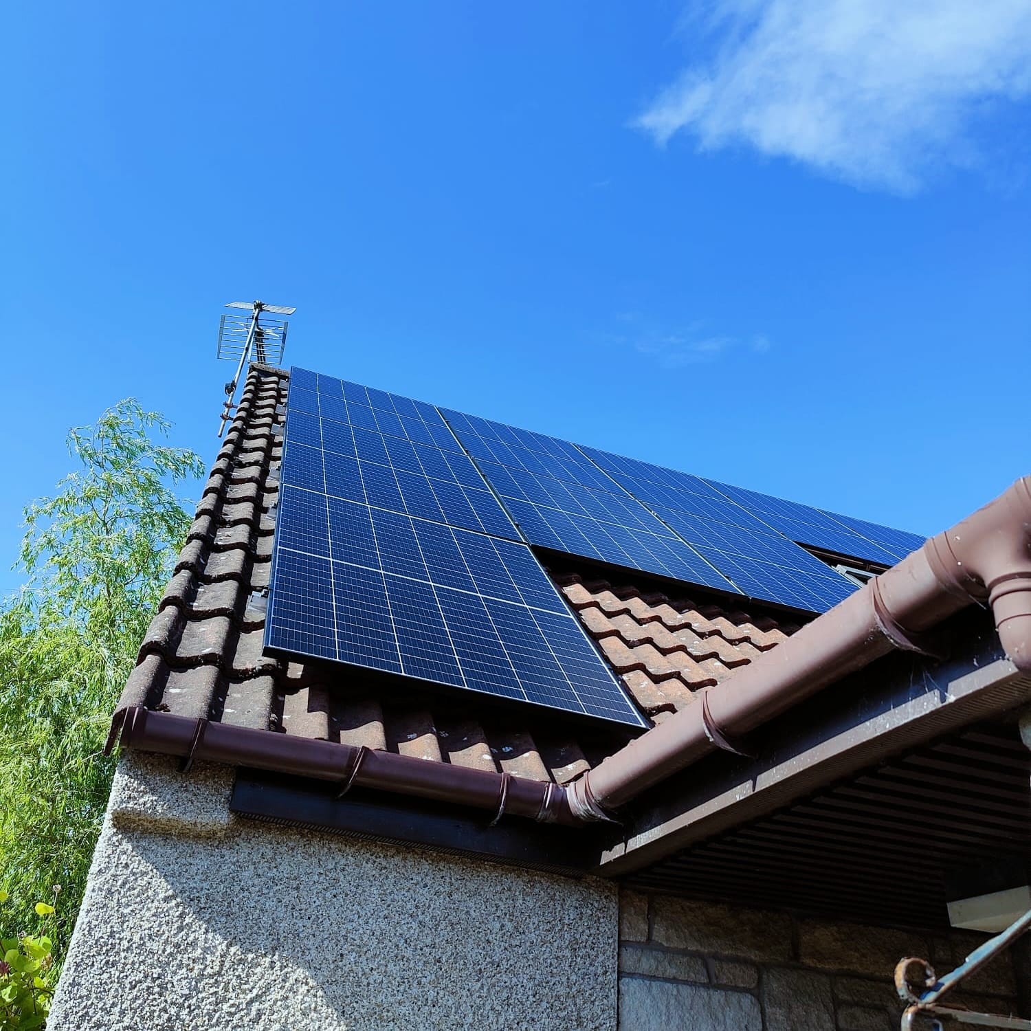 Solar PV panels on a residential house's roof