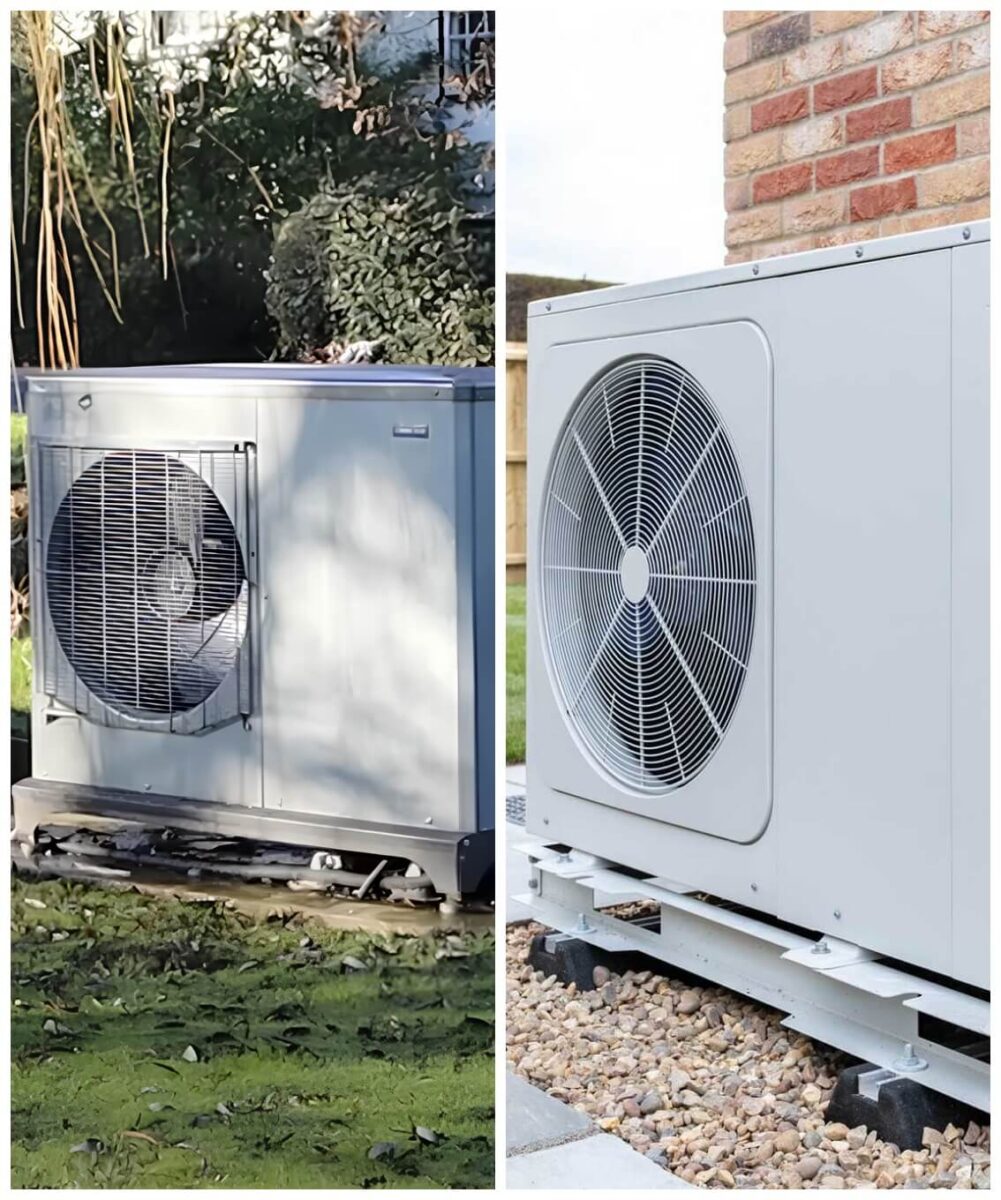 A newly installed eco-friendly air source heat pump providing sustainable heating for a residential property.