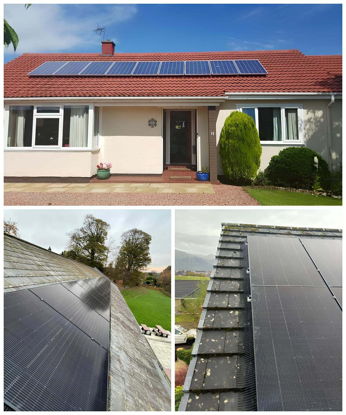 A sustainable solar panel installation on a residential roof, utilizing renewable energy for eco-friendly and cost-effective power.