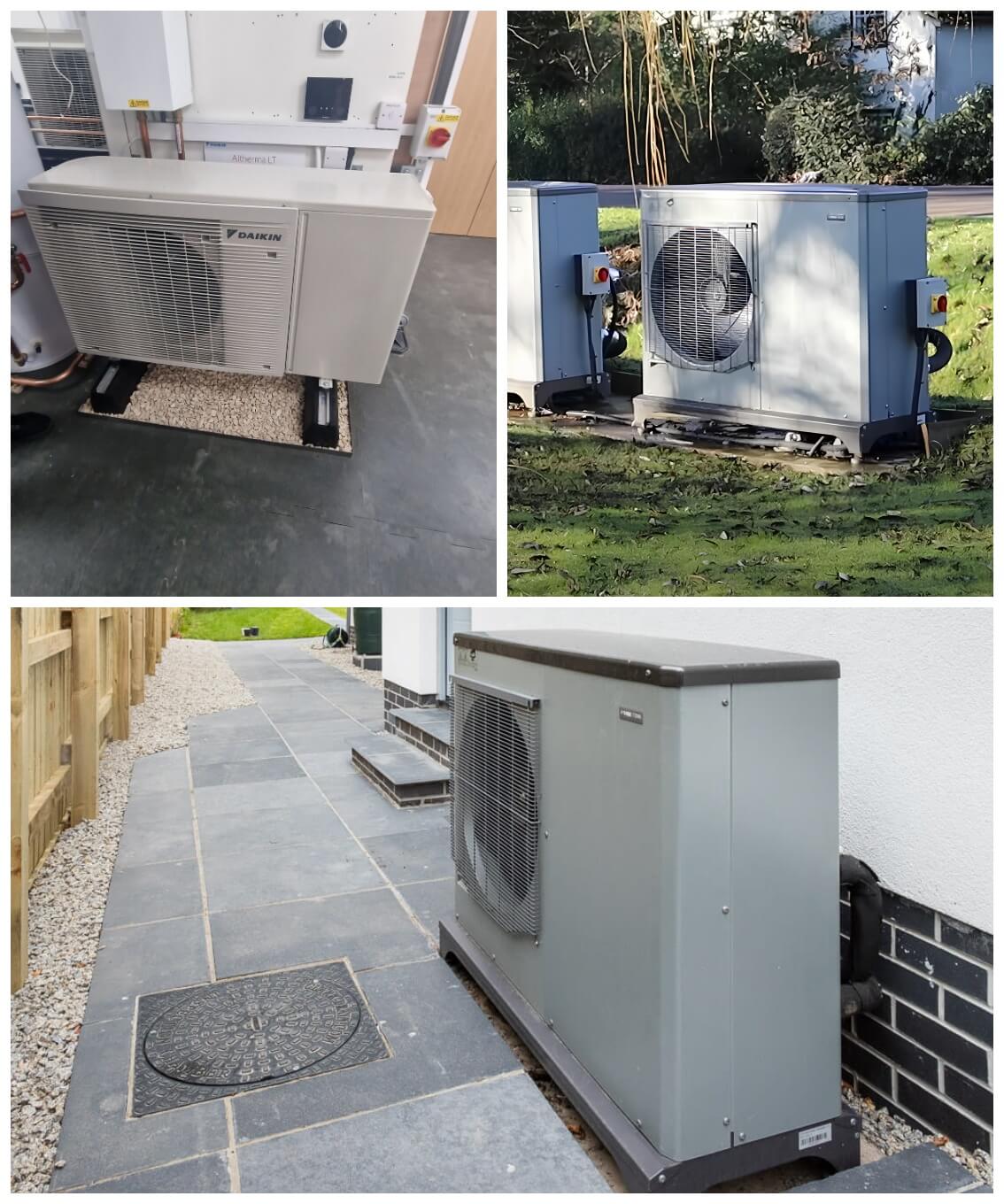 A professional installation of an air source heat pump at a residential house, offering sustainable and energy-efficient heating with advanced technology.