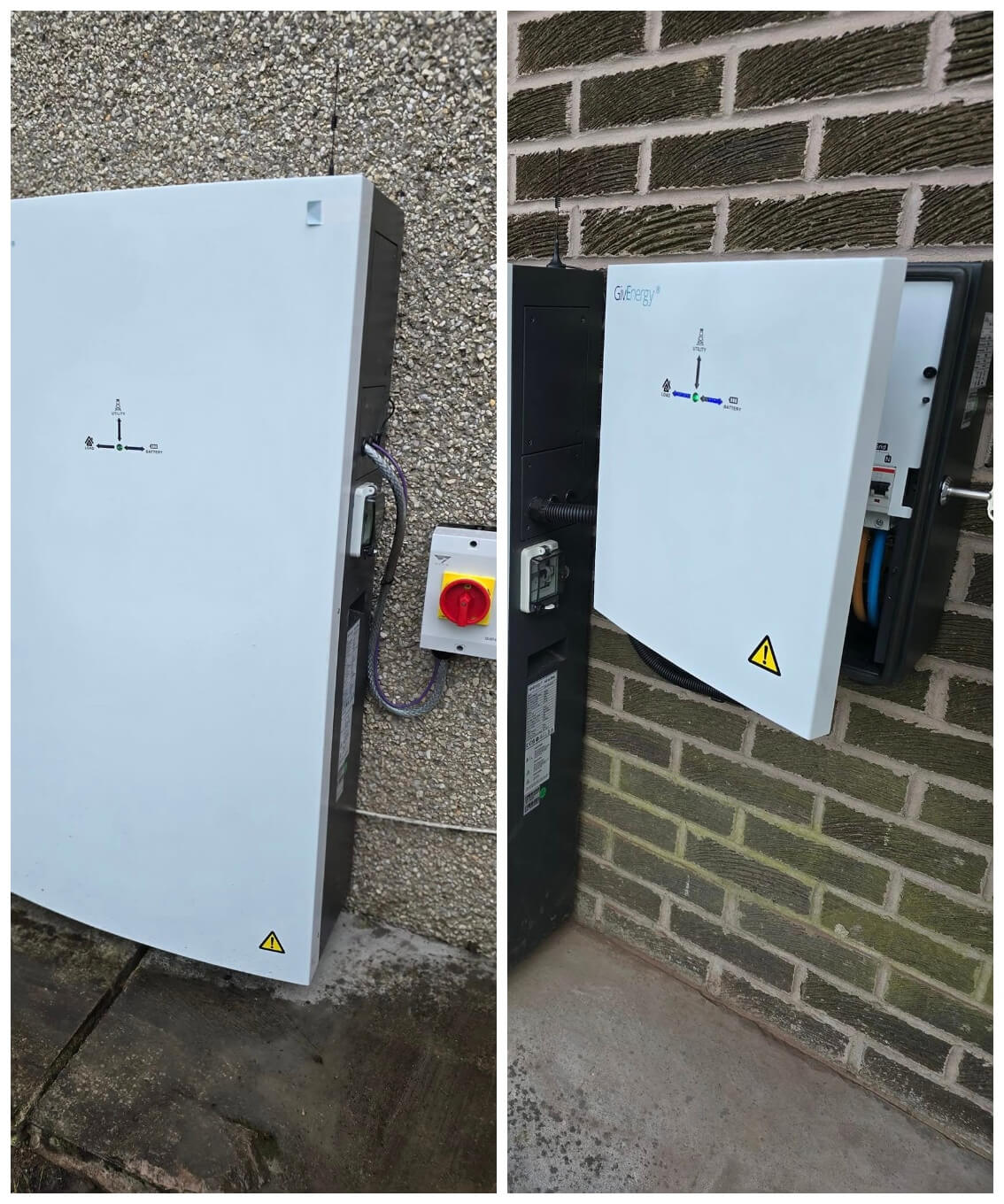 Collage showcasing high-performance solar battery storage units with expertly aligned components and clean, well-organized installations.