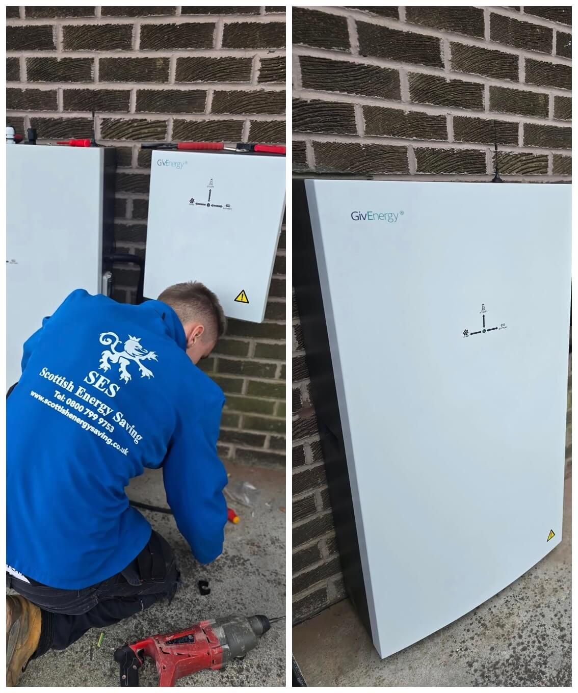 Collage of two solar battery storage systems with advanced, space-efficient installations, showcasing smart energy storage integration for homes.