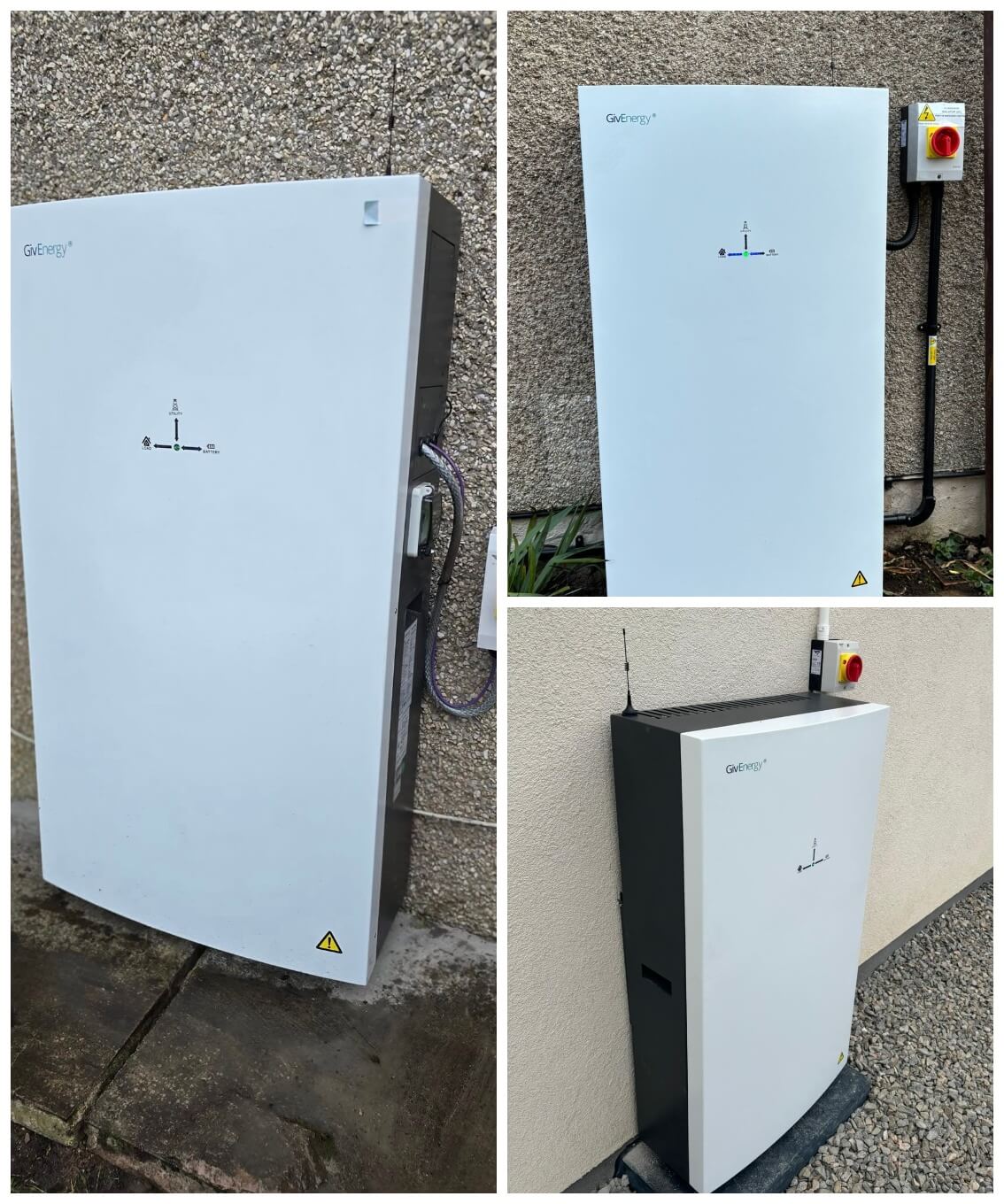 Dual-image collage of robustly installed solar battery storage systems, highlighting sturdy mounting, tidy wiring, and reliable long-term energy storage performance.