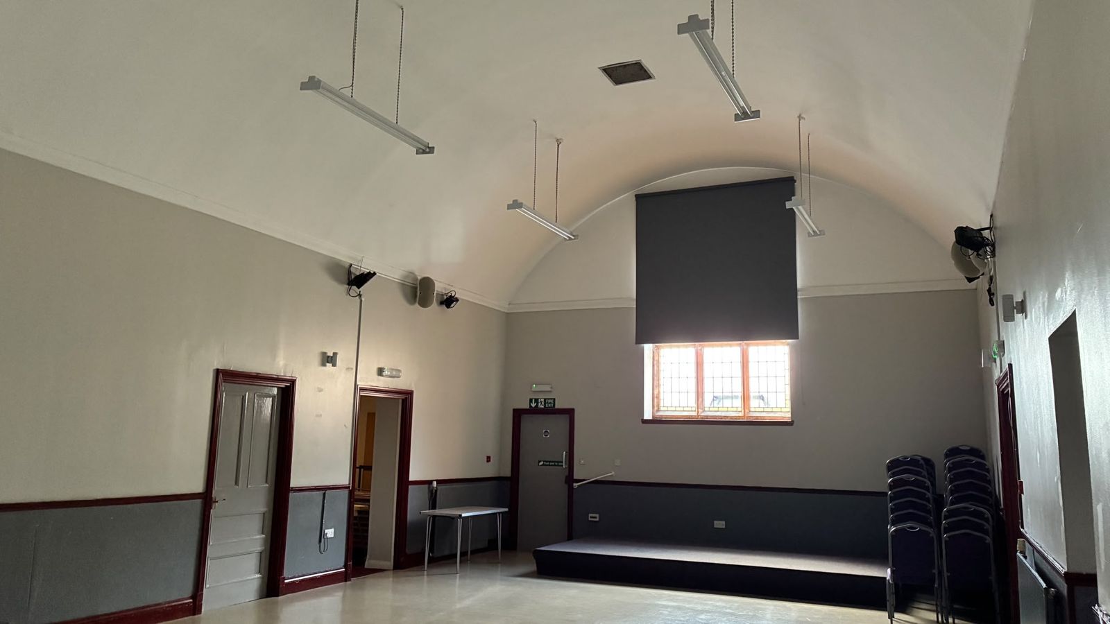 Infrared heating in a community hall