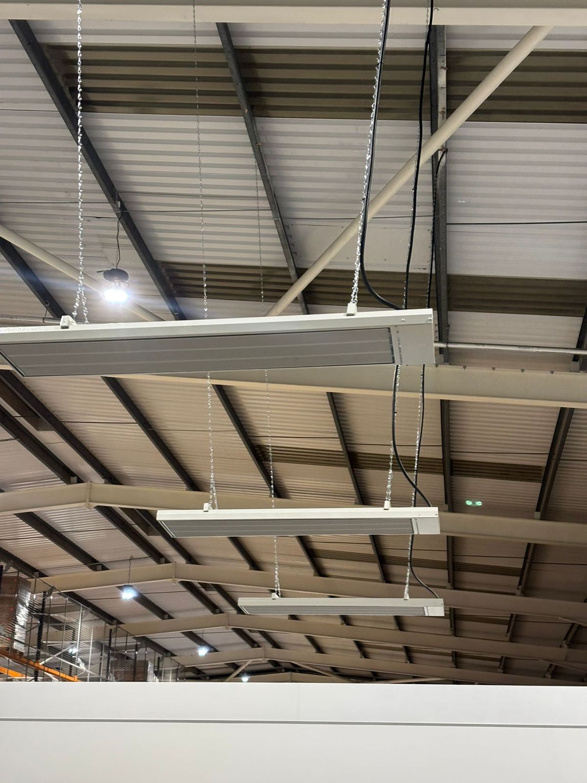 Infrared heaters in an industrial unit, installed by Scottish Energy Saving