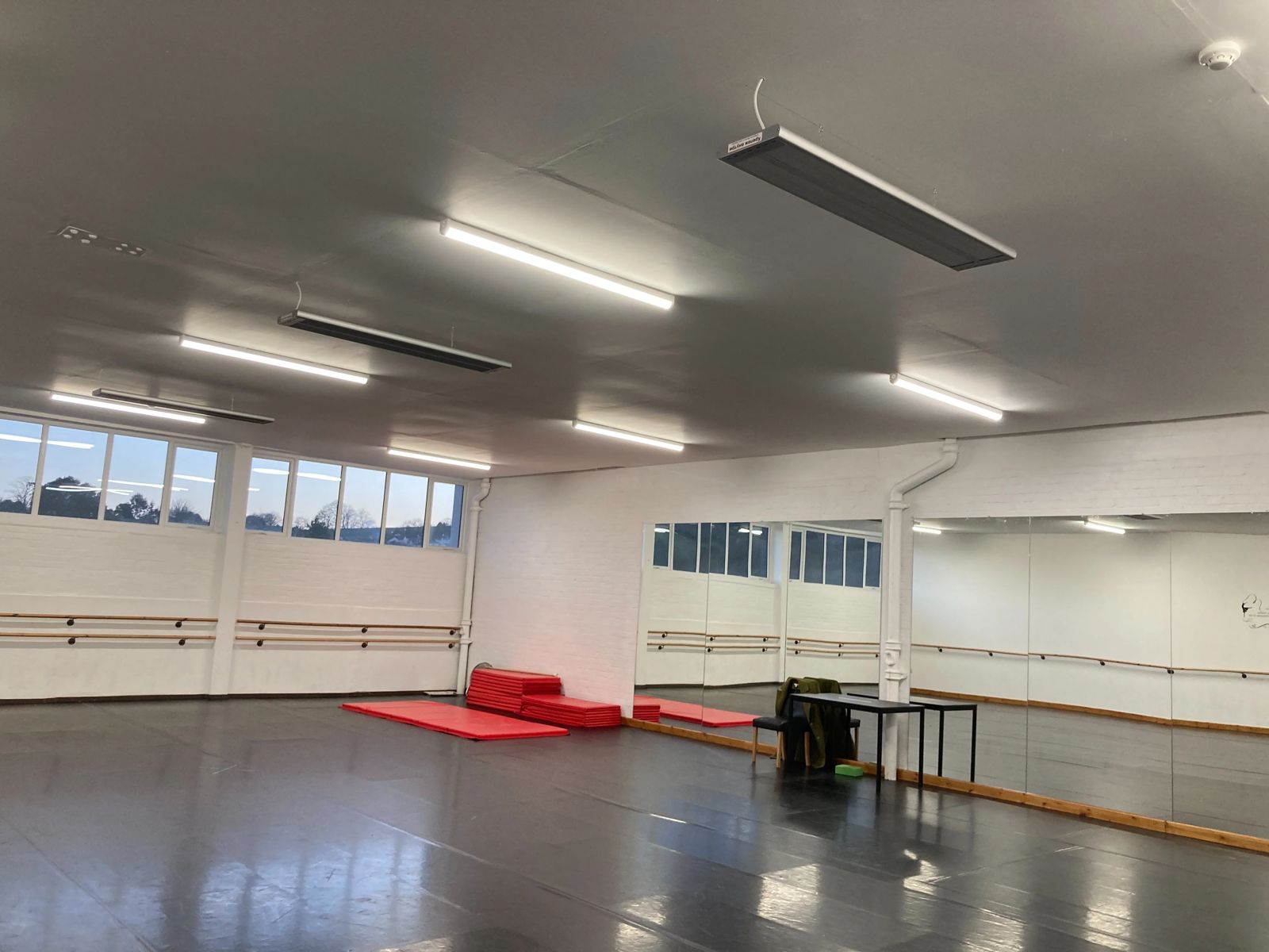 Infrared heaters in a studio